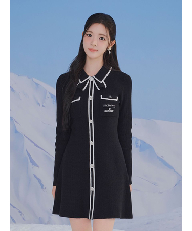 【LILY BROWN×MARY QUANT】デイジー釦付きビジューミニニットワンピース(Hearts2Hearts着用)