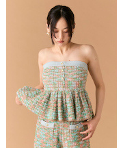 ツイードニットペプラムビスチェ