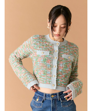 ツイードニットカーディガン