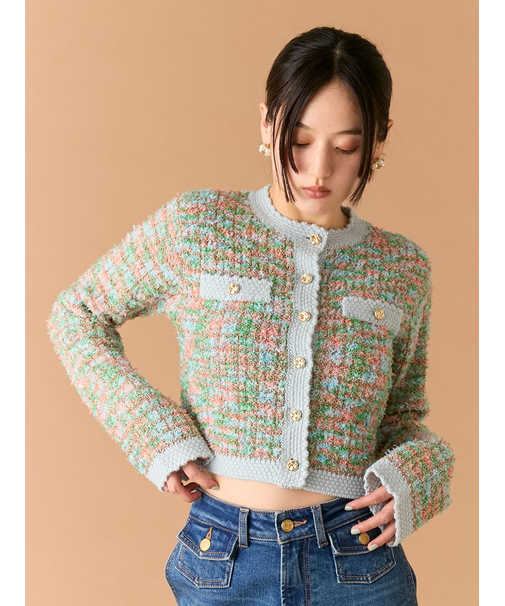 ツイードニットカーディガン