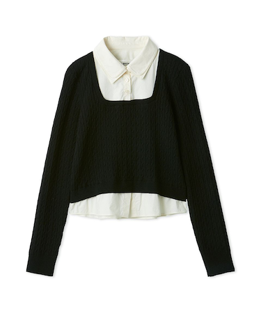 ダブルカラーレイヤードニット