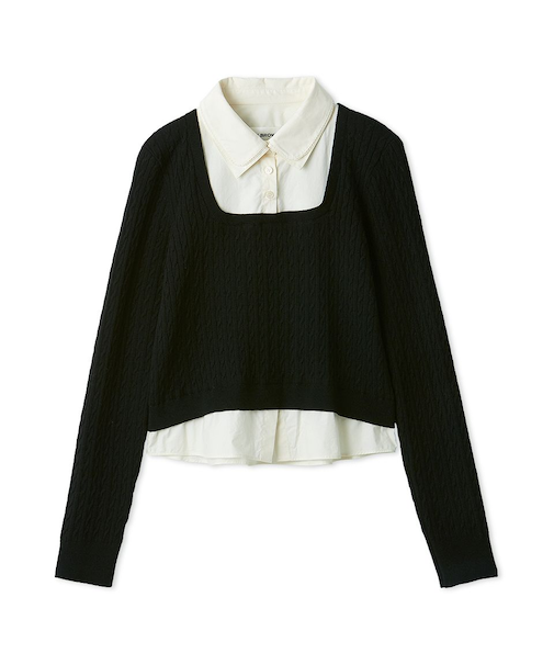 ダブルカラーレイヤードニット