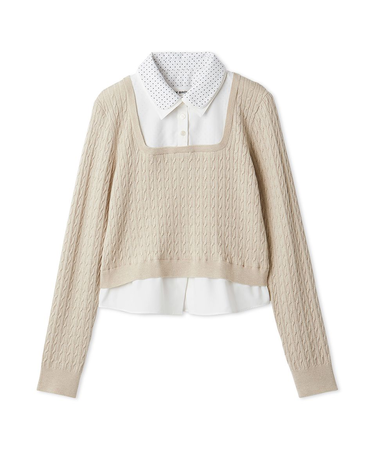 ダブルカラーレイヤードニット