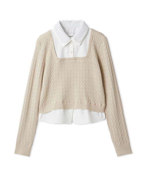 ダブルカラーレイヤードニット