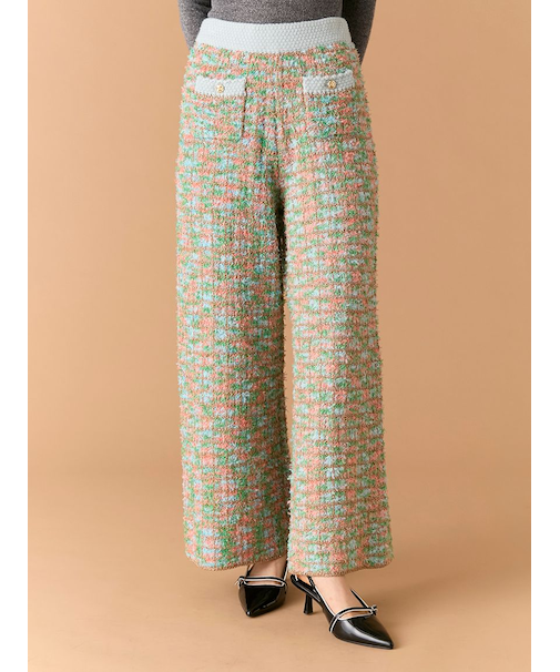 ツイードニットワイドパンツ