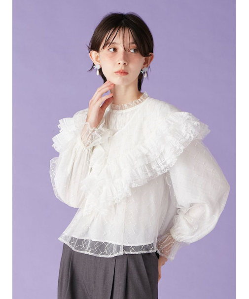 2wayチュールケープブラウス