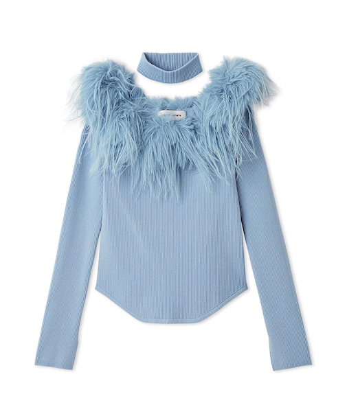 ファーオフショルニットトップス