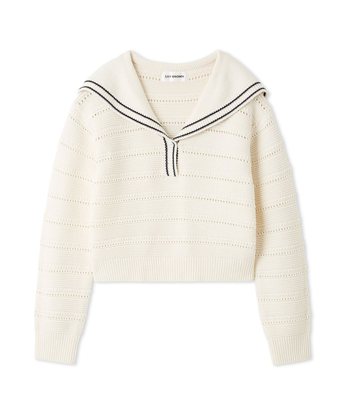 セーラーカラーニットトップス