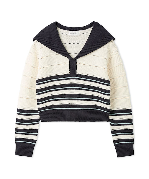 セーラーカラーニットトップス