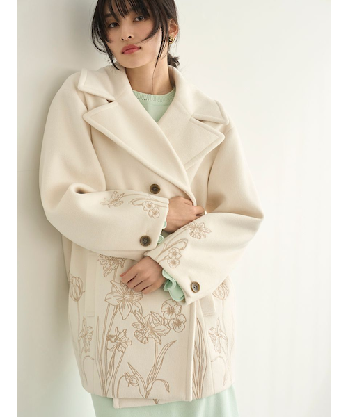 エンブロイダリーコクーンコート｜リリーブラウンの通販｜&mall