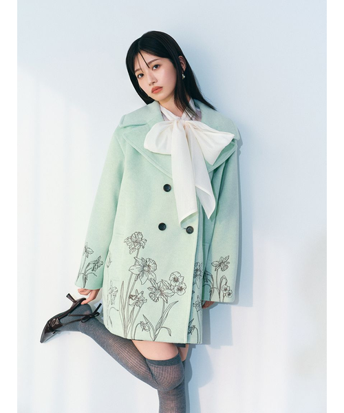 LILY BROWN エンブロイダリーコクーンコート ホワイト エンブロイダリーコクーンコート（LILY BROWN）｜ルミネのファッション