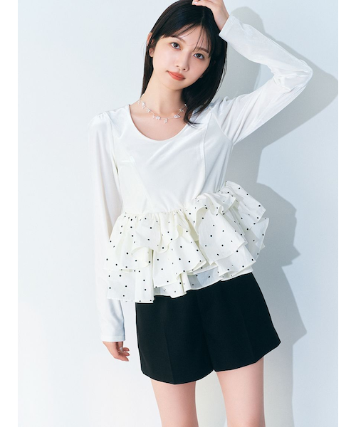 LILY BROWN ペプラムフリルトップス ベロアペプラムフリルトップス｜リリーブラウンの通販｜&mall（アンド