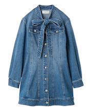 ボウタイデニムミニワンピース