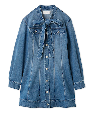 ボウタイデニムミニワンピース