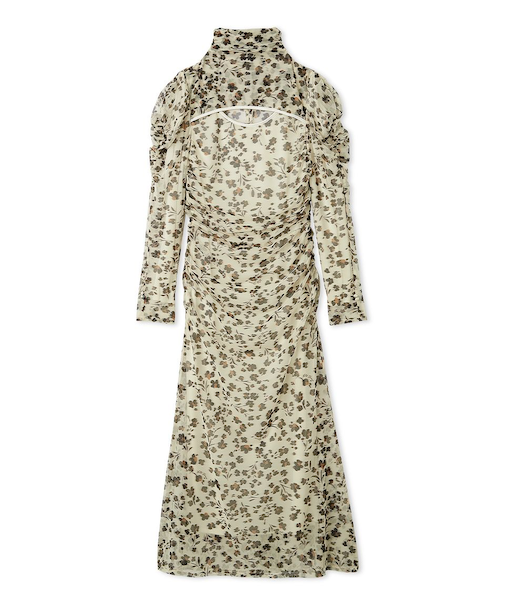 カッティングチュールプリントワンピース