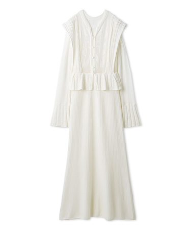 スイッチングクロシェニットワンピース