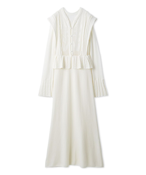 スイッチングクロシェニットワンピース