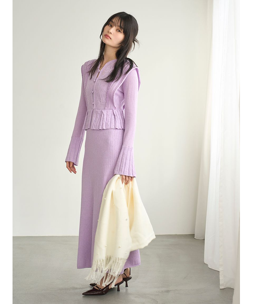 スイッチングクロシェニットワンピース