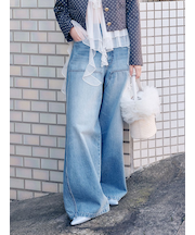 【WEB限定00サイズ】ダブルニーカーブワイドデニムパンツ