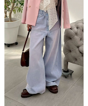 【WEB限定00サイズ】ダブルニーカーブワイドデニムパンツ