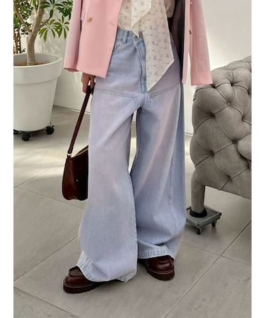 【WEB限定00サイズ】ダブルニーカーブワイドデニムパンツ