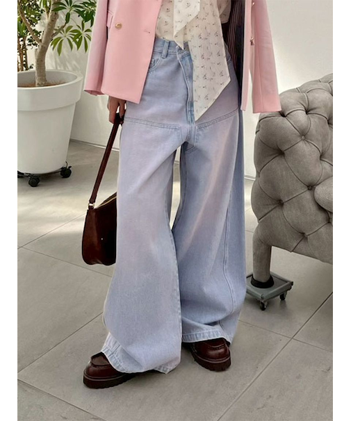 【WEB限定00サイズ】ダブルニーカーブワイドデニムパンツ