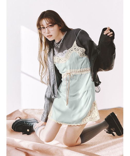 ヴィンテージスリップサテンミニワンピース