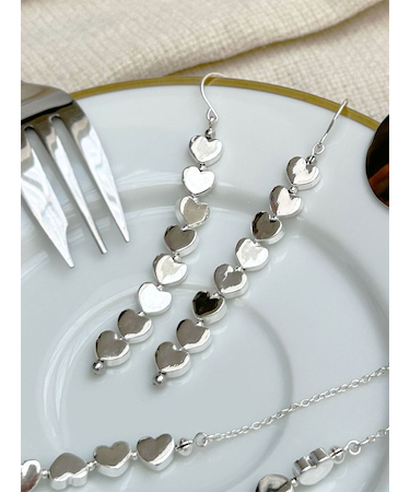 メタルハートチェーンハートピアス