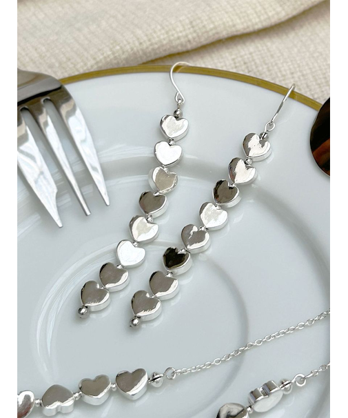 メタルハートチェーンハートピアス