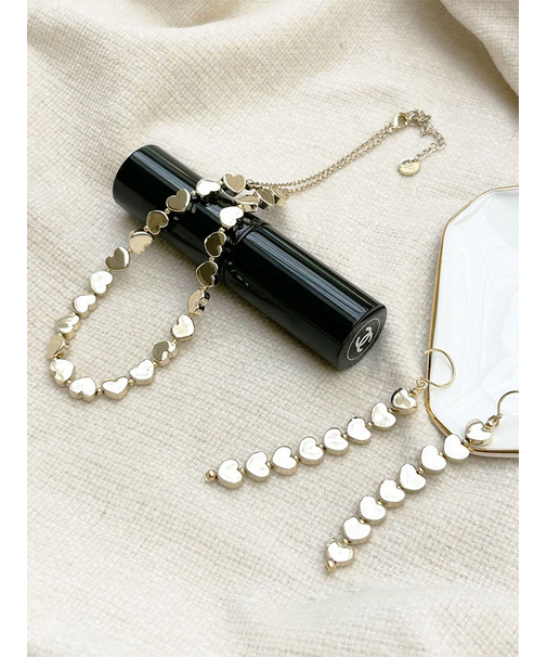 メタルハートチェーンハートピアス