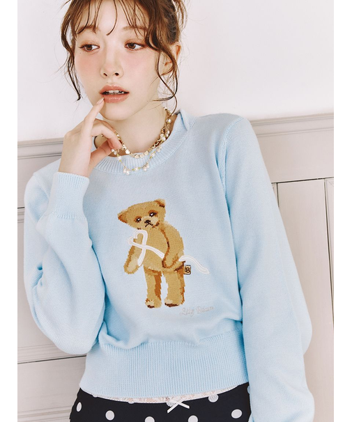 Lily Bearハートサテンニット