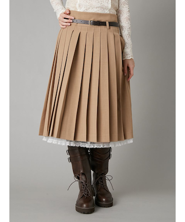 ベルト付きレースプリーツスカート