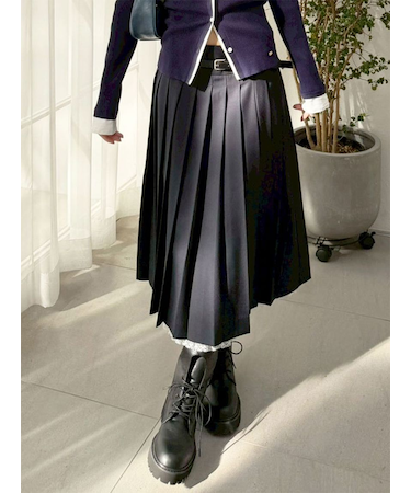 ベルト付きレースプリーツスカート