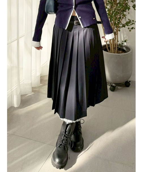 ベルト付きレースプリーツスカート