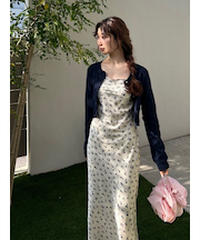 カーデセットプリントキャミワンピース