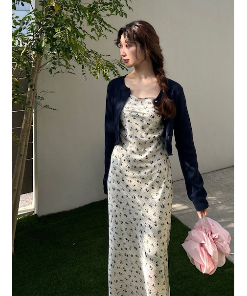 カーデセットプリントキャミワンピース