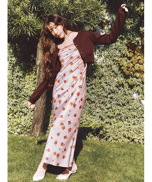 カーデセットプリントキャミワンピース