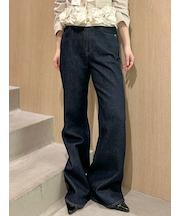 【WEB限定00サイズ】ストレッチセミフレアデニムパンツ