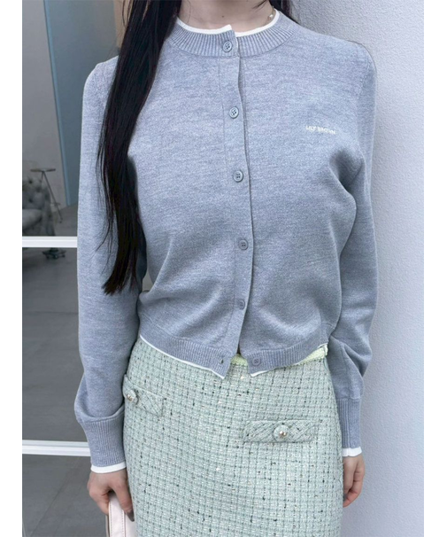 カラートリムニットカーディガン