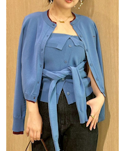 カラートリムニットカーディガン