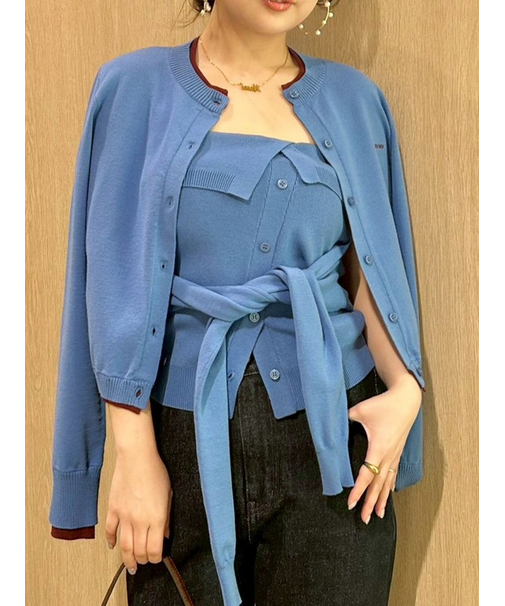 カラートリムニットカーディガン