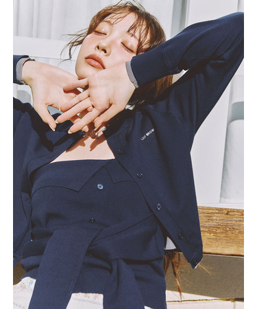 カラートリムニットカーディガン