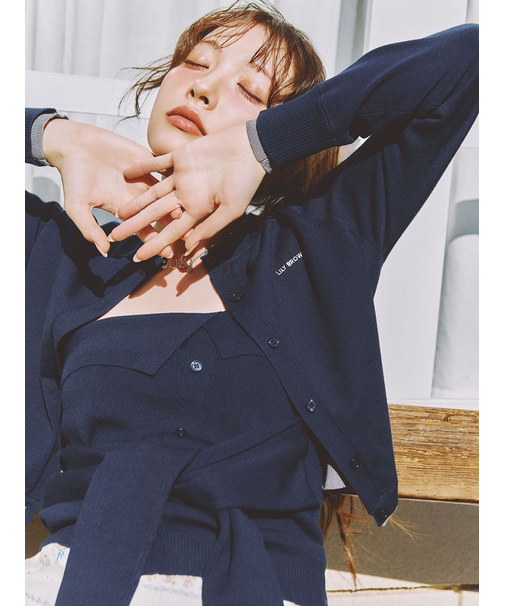 カラートリムニットカーディガン