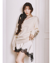 【WEB限定カラー】カシミヤブレンドニットセットサテンミニワンピース