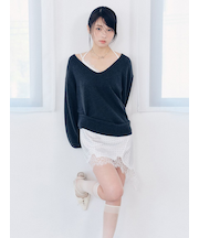 【WEB限定カラー】カシミヤブレンドニットセットサテンミニワンピース