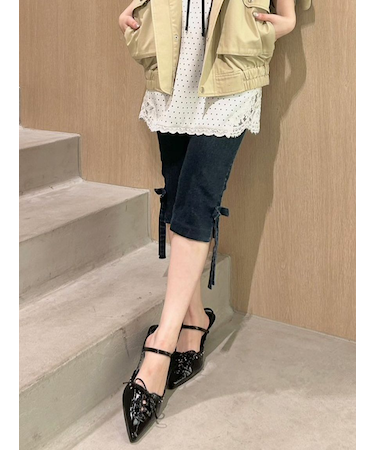 サイドリボンカプリパンツ