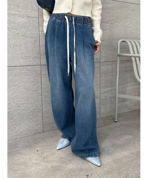 【WEB限定00サイズ】ワイドレッグイージーデニムパンツ