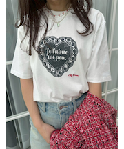 ハートモチーフプリントTシャツ