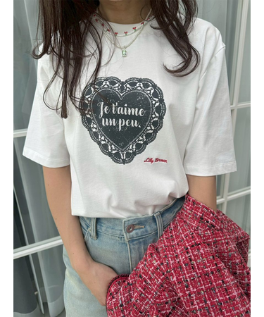 ハートモチーフプリントTシャツ