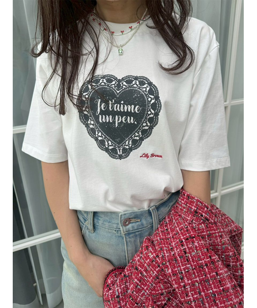 ハートモチーフプリントTシャツ